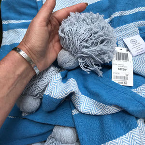 Martha Stewart Throw Cotton Blanket Huge Tassels